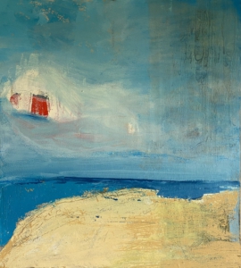 Weniger ist meer, oil on plywood, 39x35cm, 2023 Weniger ist meer, oil on plywood, 39x35cm