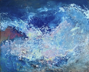 The Great Wave“ , oil on plywood, 30x24 cm, 2023